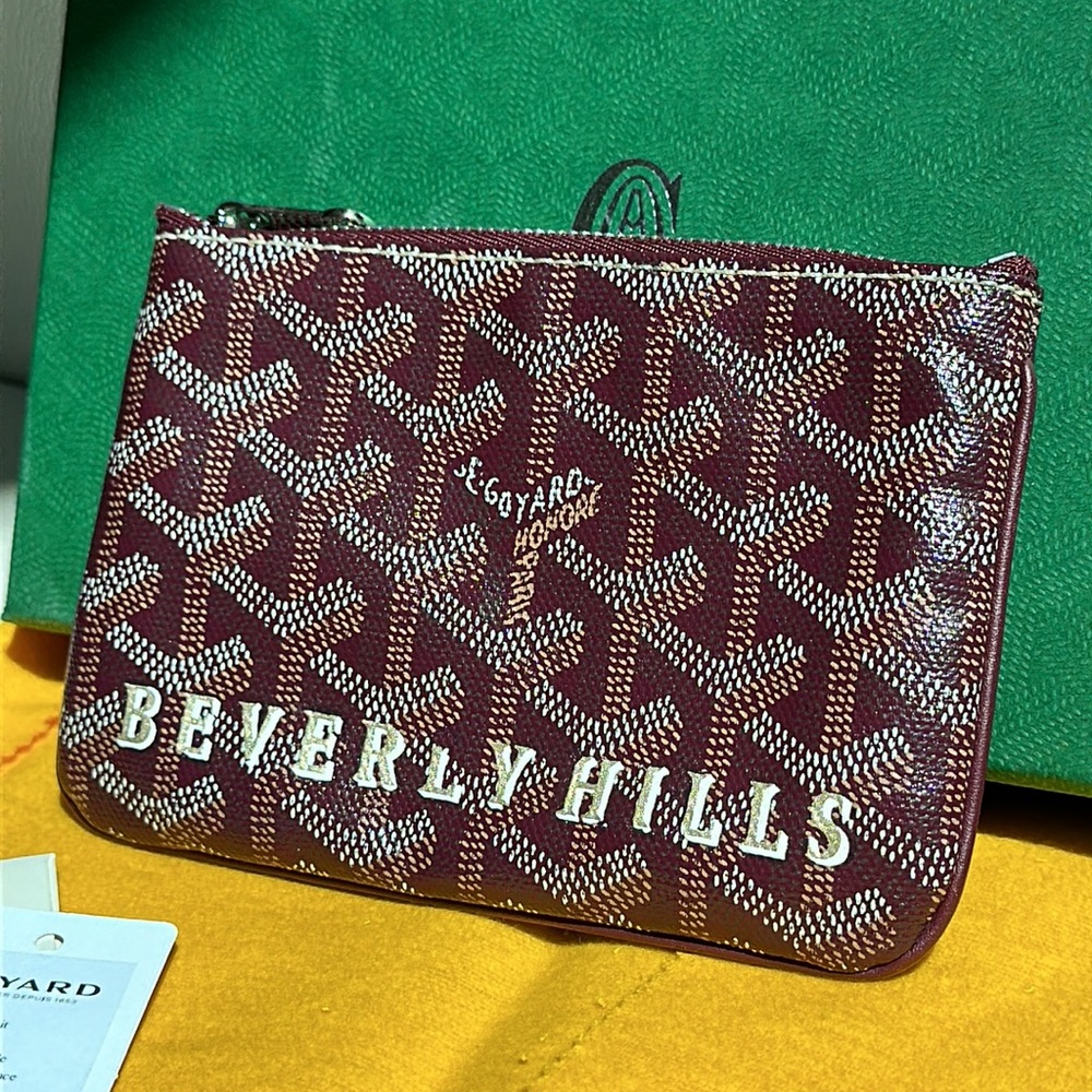 Goyard Goyardine Mini Senat Pochette burgundy pouch wallet case - Picture 2 of 11